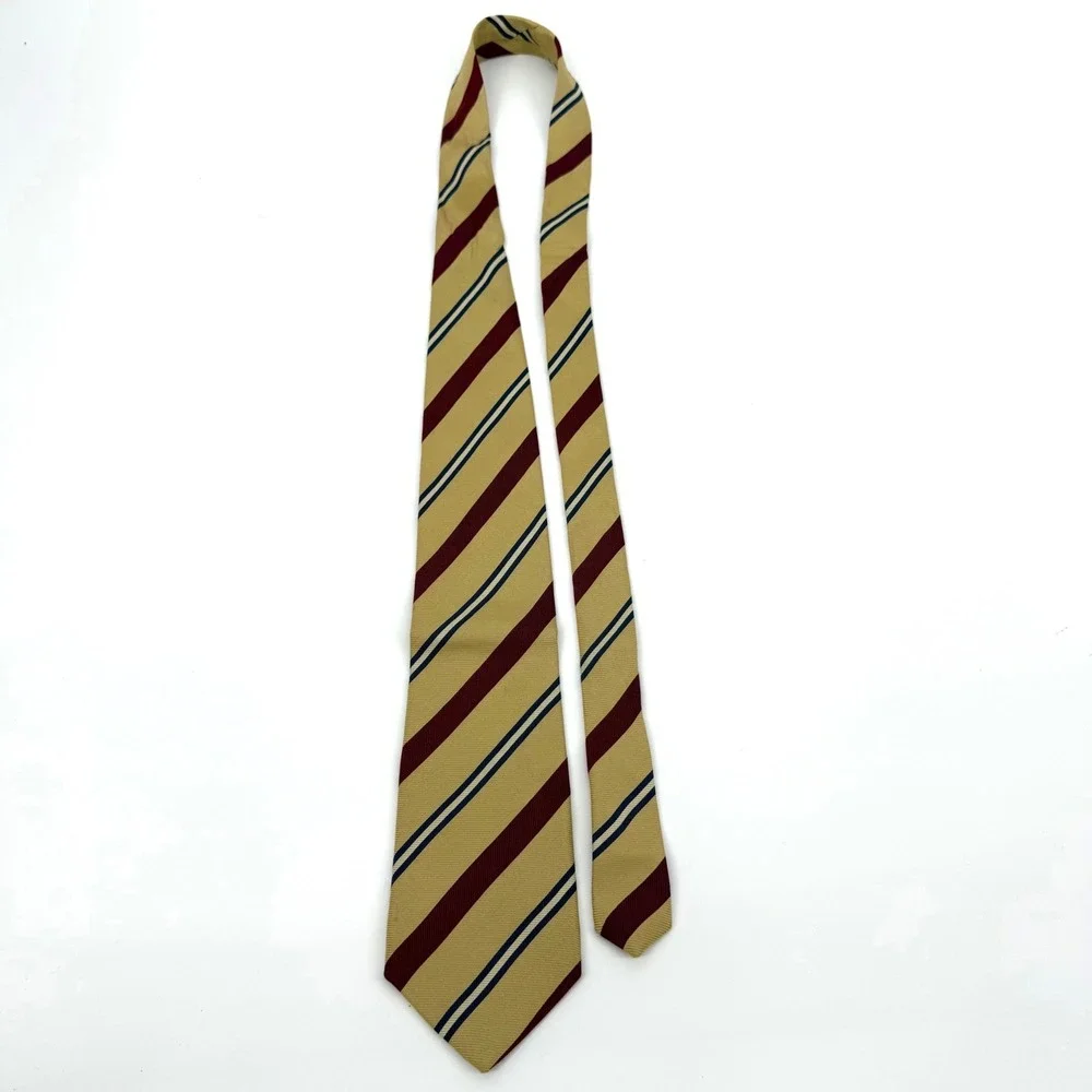 J. Crew Silk Yellow Blue Stripe Men Neck Tie Made USA Career Professional Preppy